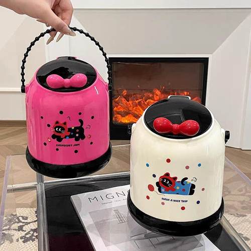 桌面垃圾桶家用客厅可爱带盖按压纸篓卧室床头桌上小号杂物收纳桶