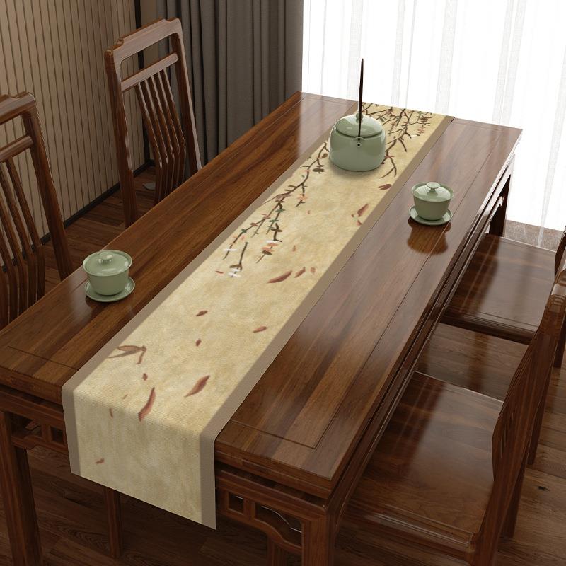 新式席禅意桌旗国风防水长餐中20231226条茶桌布茶茶台布艺桌茶几