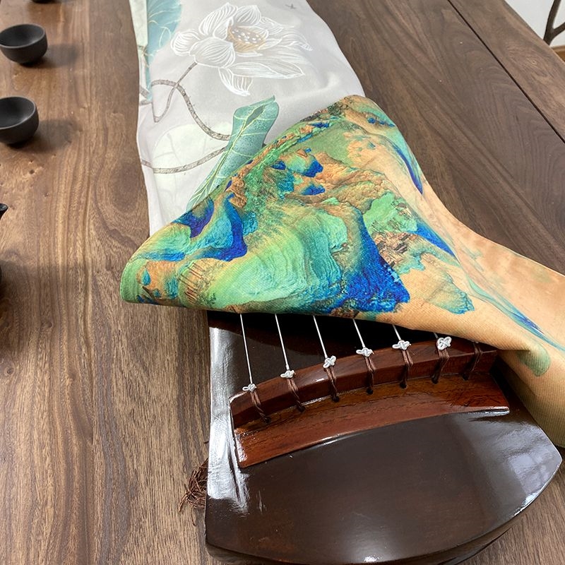 古画捣练图古琴桌旗盖布禅意琴披防尘罩双面印花163古筝古琴135
