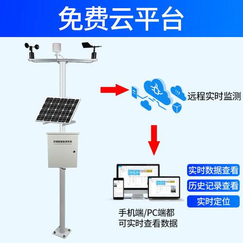 小型室外气象站无线农业大棚校园温湿度雨量光照气候扬尘监测系统