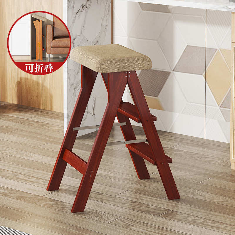 梯凳小梯子家用实木折叠凳登高厨房高板凳吧台高脚凳子