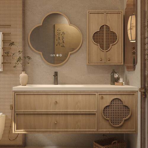 宋式美学中古风浴室柜橡木组合柜卫生间洗漱台洗手池脸盆卫浴定制