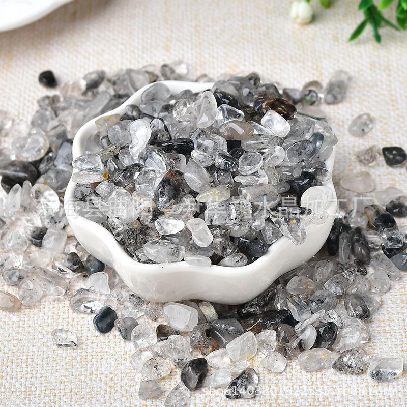 天然闪灵钻原石碎石 小颗粒摆件黑沙石扩香石赫尔基蒙水晶消磁石
