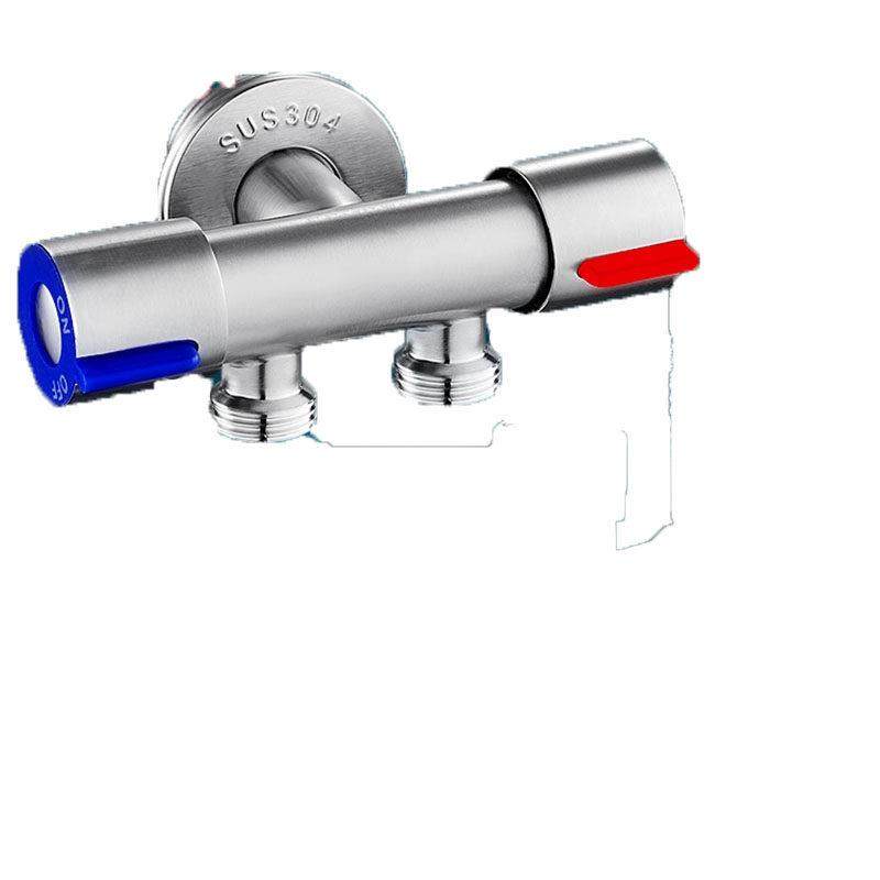 304不锈钢双控角阀一进二出三通分水阀水龙头一分二分水器带开关