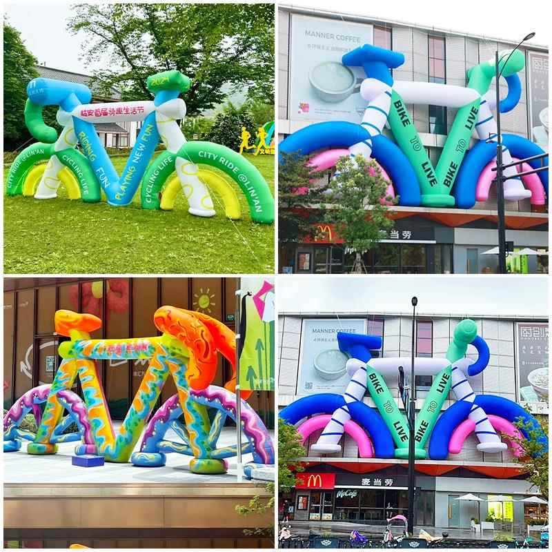 大型网充气卡自通行车气模篮球运动器材发光户外悬挂自行车气装球