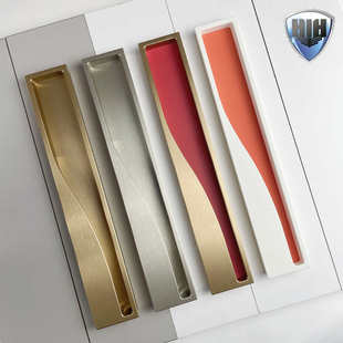 极简嵌入式柜门拉手隐形开槽抽屉暗藏把手简约铝合金移门暗扣拉手