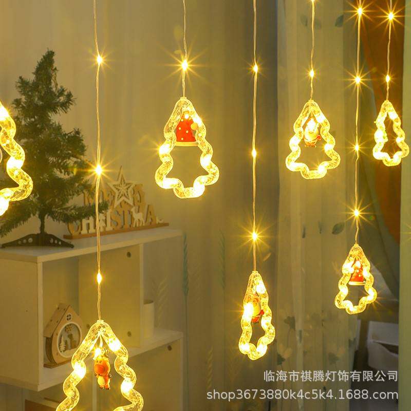 圣诞LED装饰灯串装扮窗帘灯店铺橱窗场景布置串灯星星灯室内