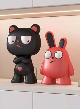 电视柜熊酒柜风卡书柜通感奶油装可爱酷装饰品玄关萌摆件软客厅