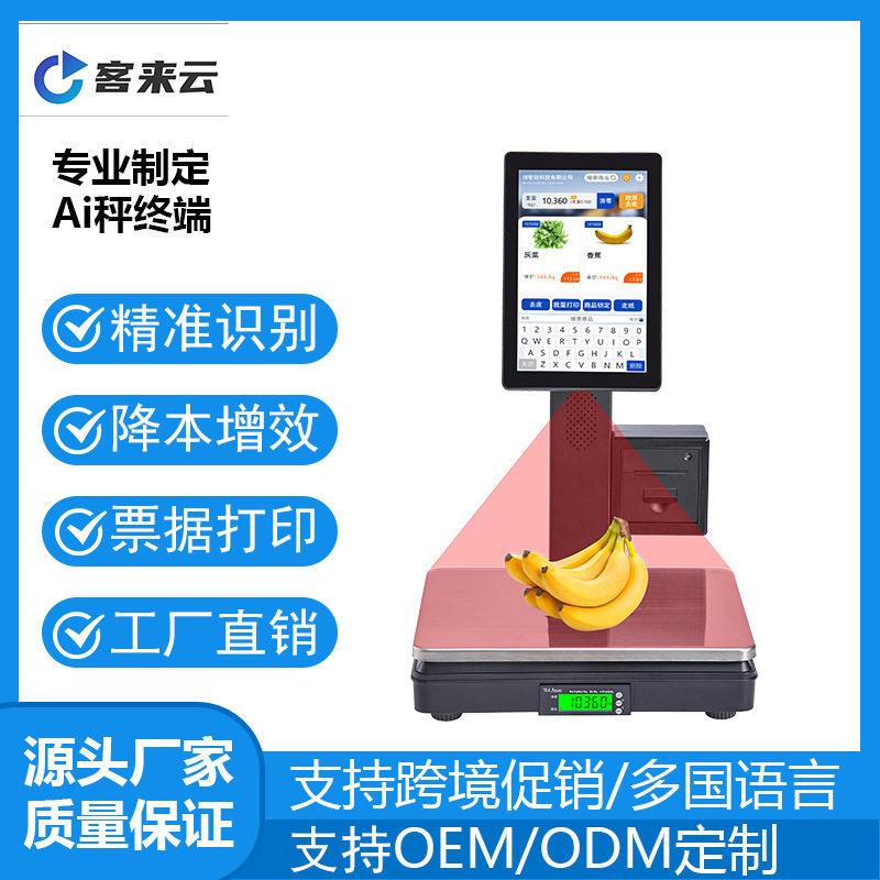 双屏触摸生鲜超市水果熟食蔬菜收银称重一体电子秤内置小票打印机