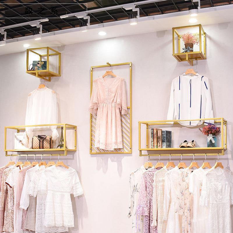 简约服装店衣架展示架壁挂式上墙架女装店衣童装墙上陈列正侧挂架