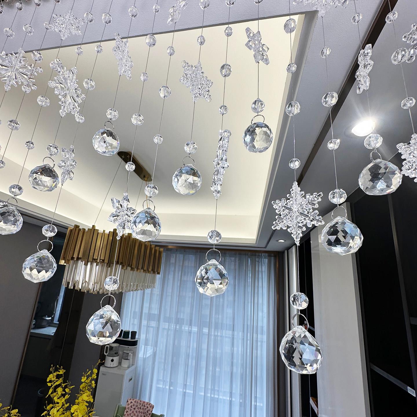 水晶珠帘 雪花雨淋型隔断帘 客厅玄关餐厅过道免打孔装饰吊帘门帘