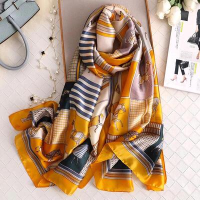 180*90cm Designer Silk Scarf Foulard Bandana Long Lrage Shaw