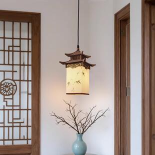 四角凉亭装筑饰小吊灯新中宋代灯具美学禅意茶式室餐厅仿古建凉亭