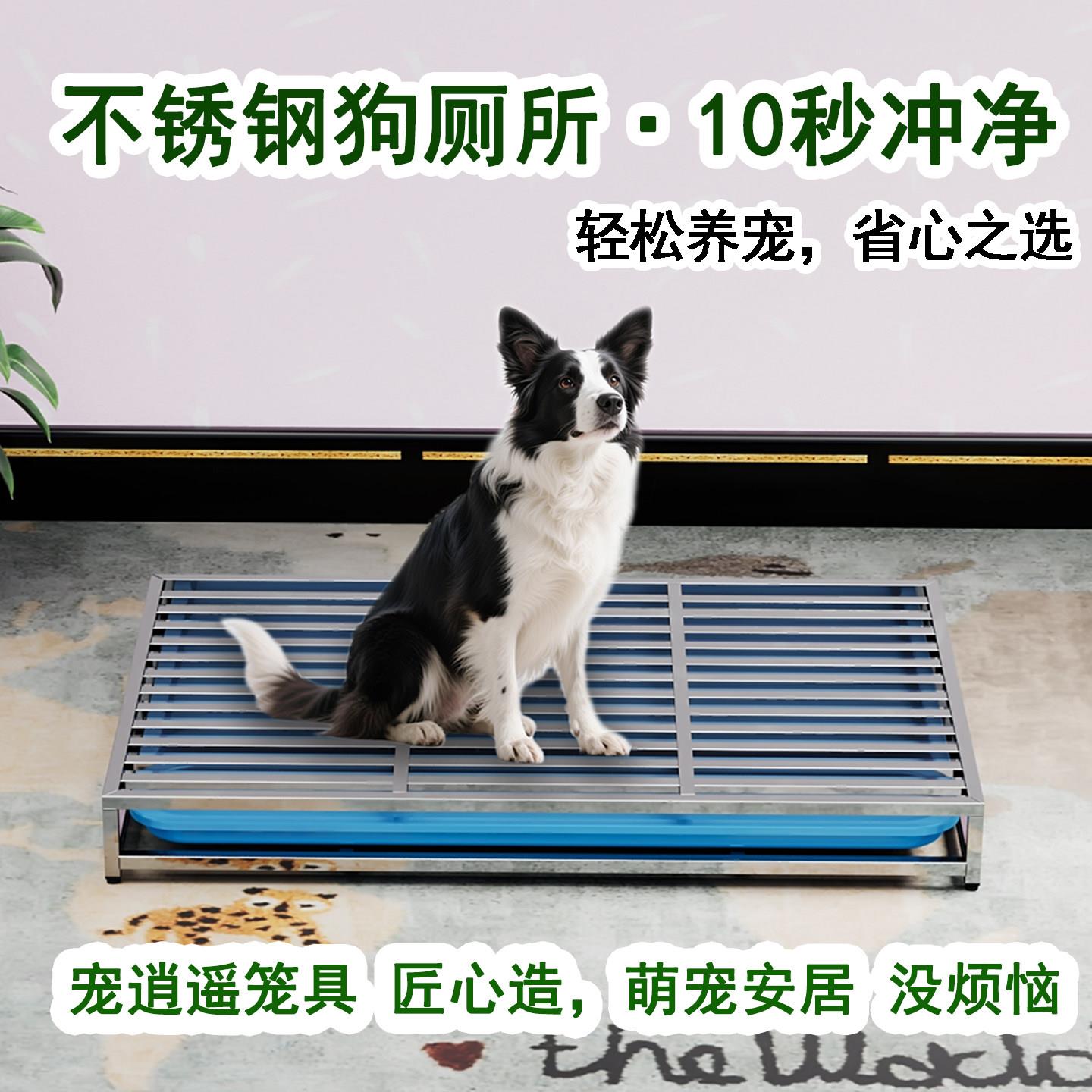 狗厕所不锈钢宠物边牧柯基金毛专用防踩屎狗尿盆定点狗厕所中型犬