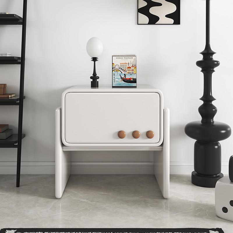 梅尔托床头柜简约现代烤漆卧室诧寂风法式复古单抽柜奶油风床边柜