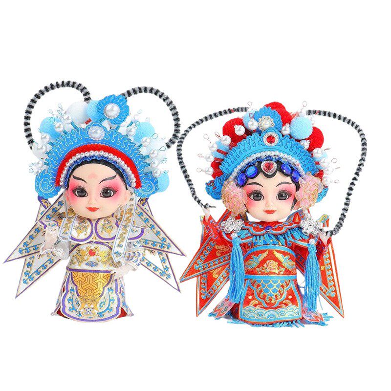 中国风礼物6寸q版大眼萌娃京剧戏曲娟人娃娃摆件节日装饰手工