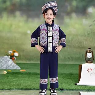 正品款少数民族蹈羌族演出服装表演饰儿童舞合唱男服童女童短裙套