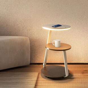 无线充电落地灯客厅沙发旁边氛围灯木艺极简立式卧室床头柜灯一体