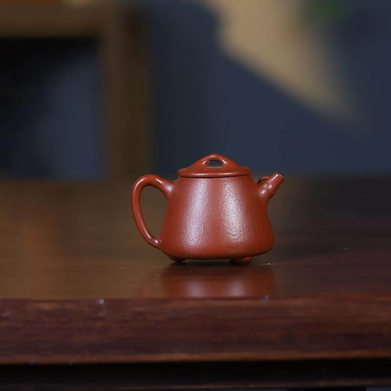 矿朱泥手工贴竹叶石瓢150ML纯泡茶壶茶原具宜兴紫高砂壶国潮风888