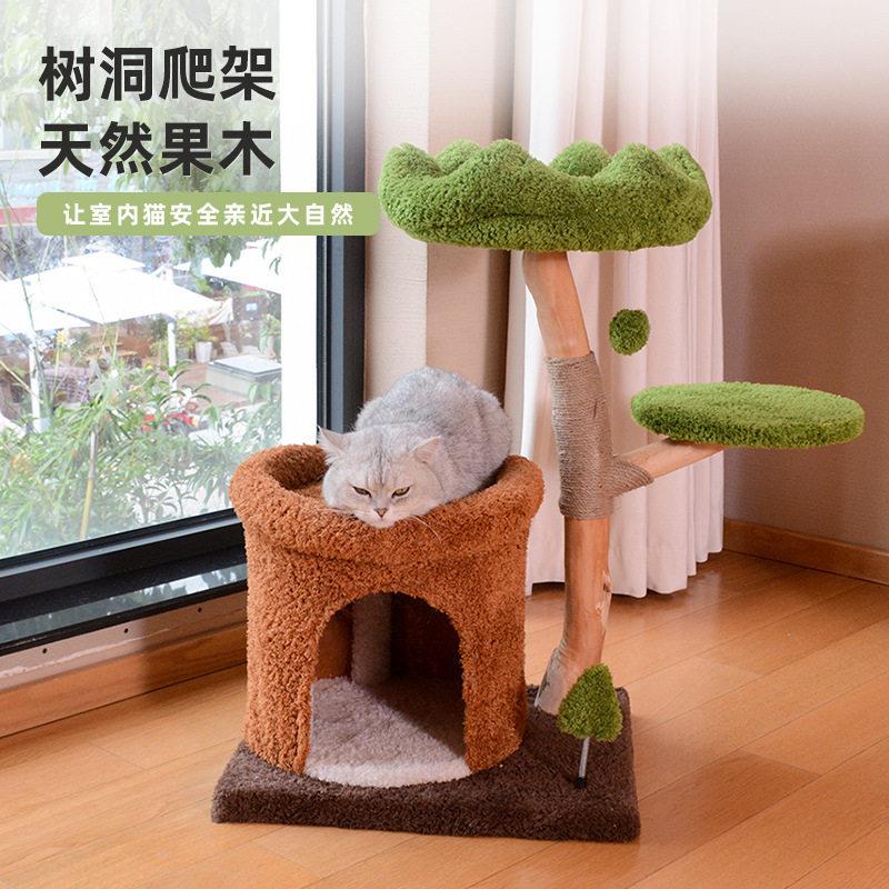 天然果木猫爬架实木猫树跳台小猫窝一体式剑麻柱大猫安全感猫窝