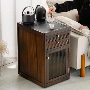 乌金木实木移动茶水柜家用客厅阳台泡茶桌烧水壶一体茶台边几茶车