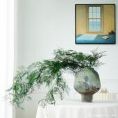 搭配家居别墅样板间装 插花花艺软装 饰 日式 天然文竹永生花叶中式