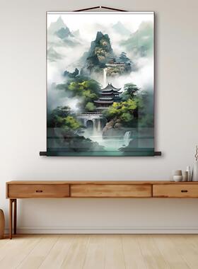 三尺三仙家堂口山水挂画风景画流水生财无活物暗堂供奉堂单卷轴画