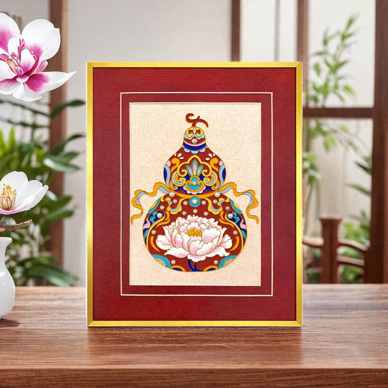 福禄牡丹葫芦景韵阁掐丝珐瑯diy材料包 非遗手工礼物成品装饰画
