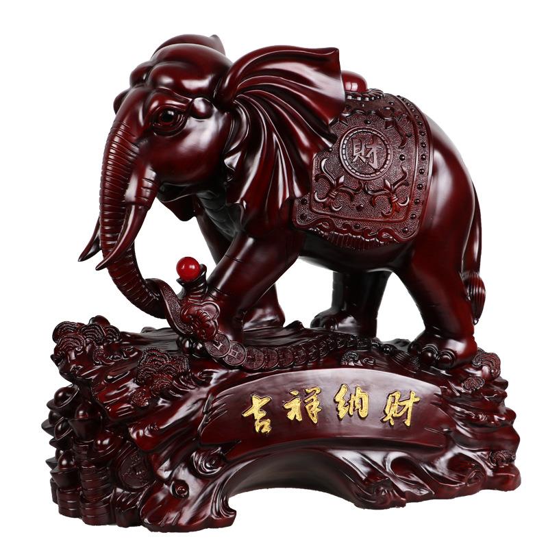 树脂工艺品招财大象摆件吉祥如意纳财仿木客厅办公室开业乔迁送礼