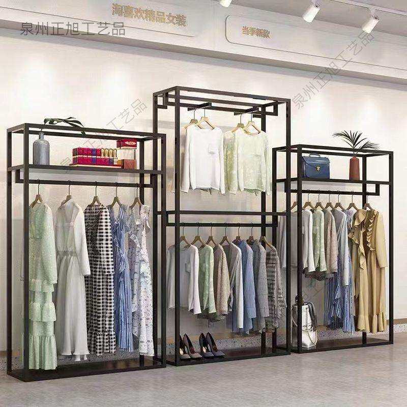 服装店展示架双层服装架简约正挂男女装店货架衣架陈列侧挂落地式