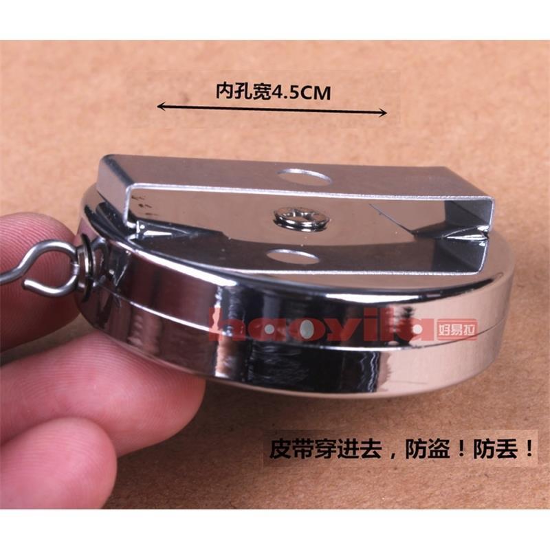 美版穿皮带高回弹金属不锈钢卷轮伸缩扣易拉扣防盗防丢腰挂钥匙用