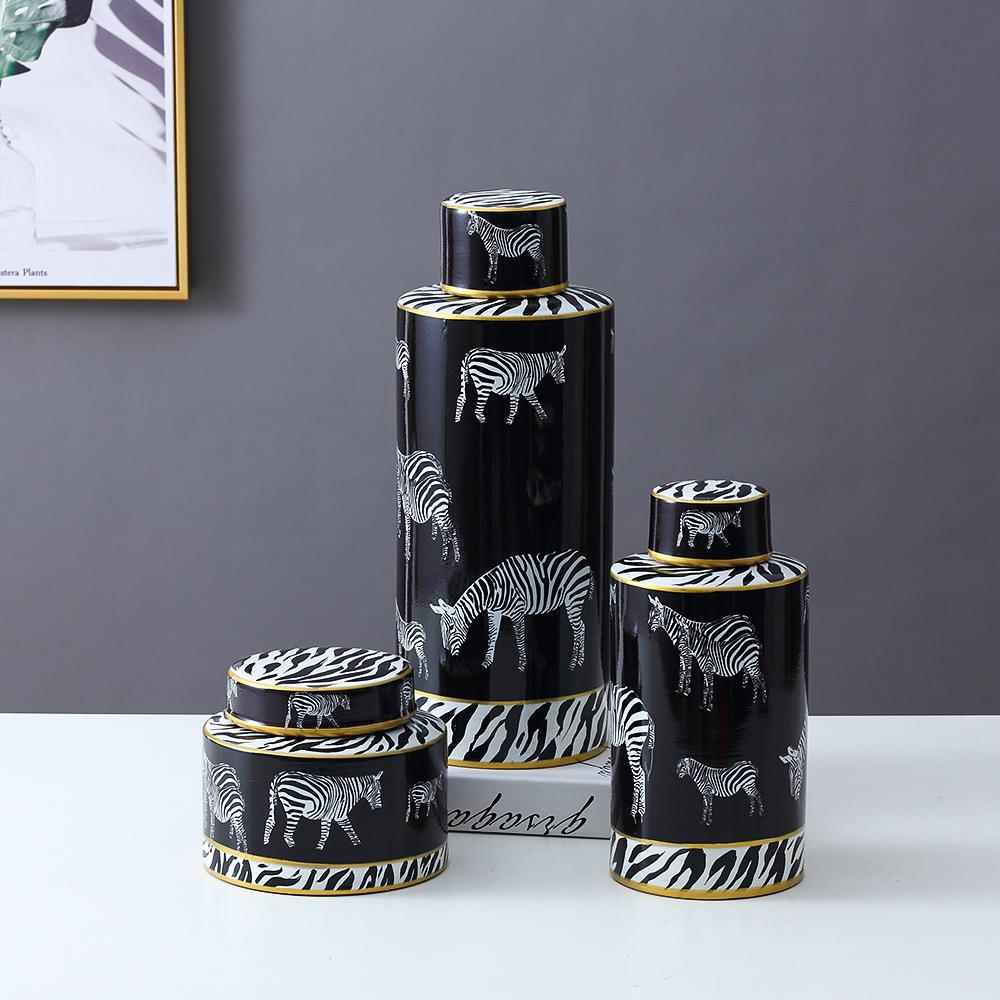 现代新中式创意陶瓷装饰罐家居摆件样板间玄关客厅电视柜软装花瓶