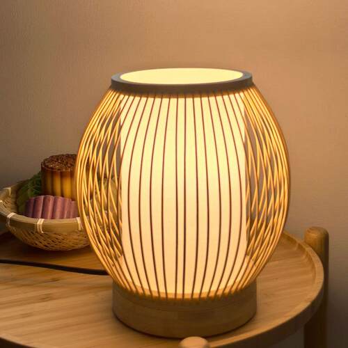 小巧秀气日式古风手工编织竹艺灯卧室茶室书房桌面台灯中式创意灯