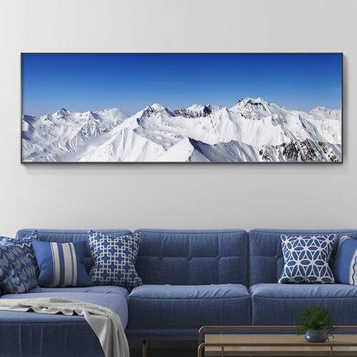 高清雪山脉草原风景挂画沙发背景墙画客厅装饰画卧室办公室现代