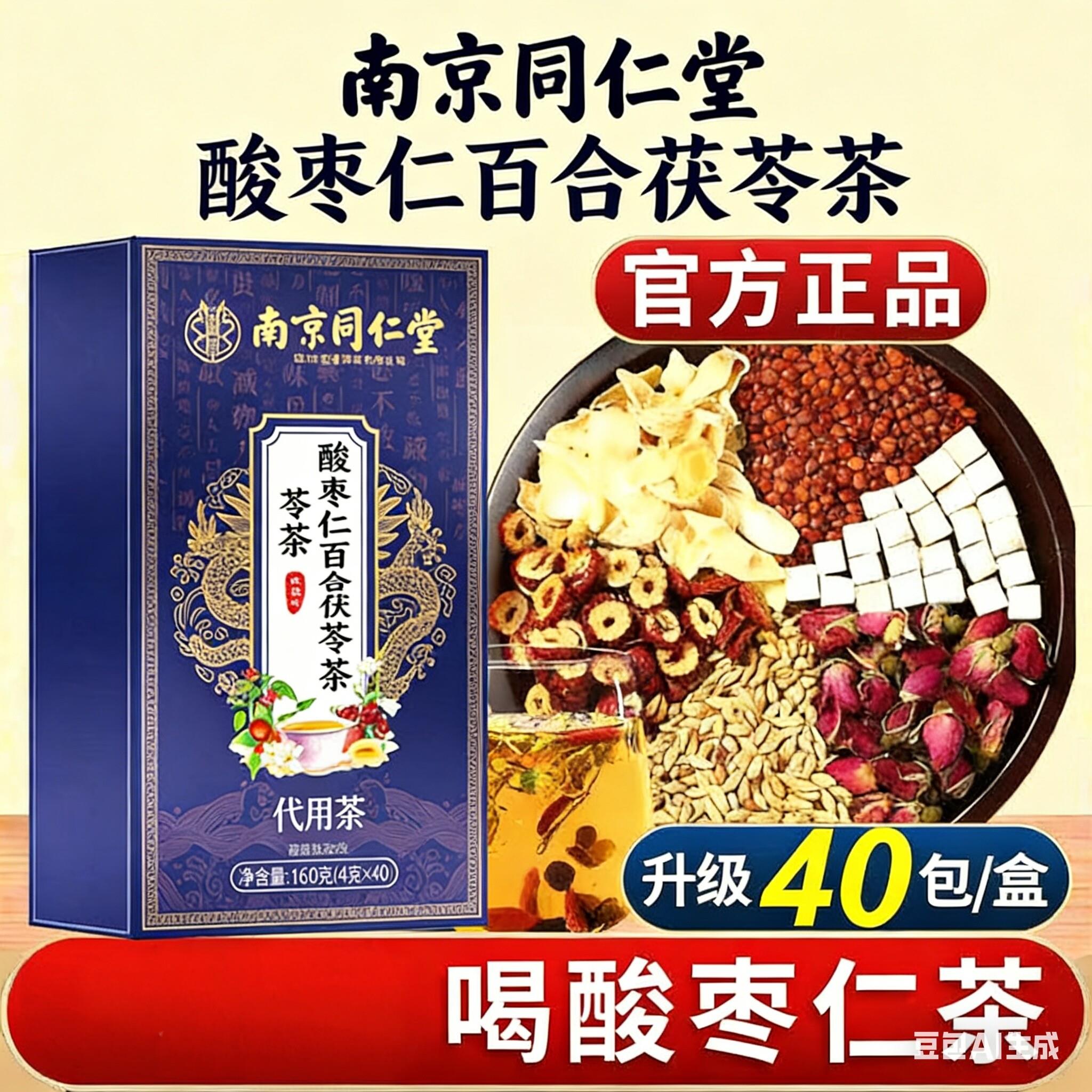 南京同仁堂酸枣仁百合茯苓茶睡眠茶安神官方正品熬夜睡不着