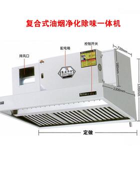 油烟罩排烟化机系功率厨房油烟净化商用净OTU统器不锈钢静除油音