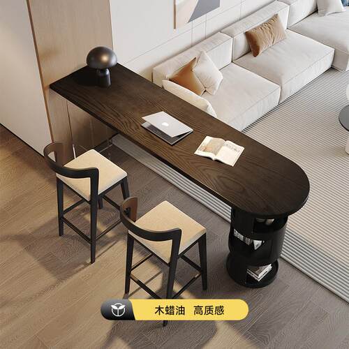 法式实木吧台桌靠墙厅隔断定制亚客力长条桌发吧台边柜创意高沙脚