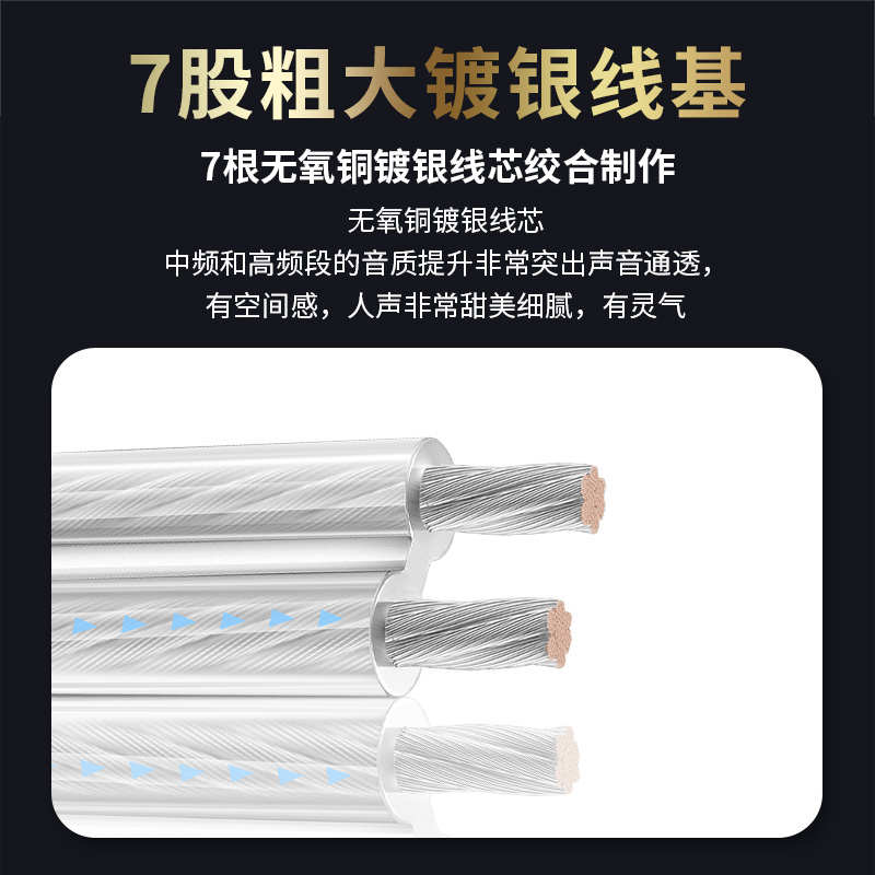 hifi音响线喇叭线发烧级高保真6N无氧铜镀银中置线环绕主音箱散线