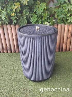 古典现代个性创意条纹蓝色喷泉家庭庭院流水工艺品流水摆件-3
