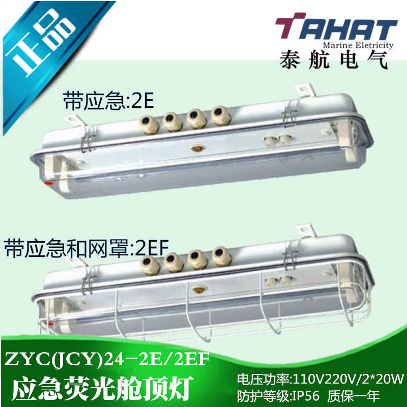 JCY24/ZYC24-2E/2EF船用双管荧光舱顶灯带应急网罩2*20W日光灯