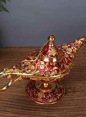 阿拉丁神灯摆件大号许愿灯金属家居酒柜装饰品乔迁礼物阿拉伯神灯