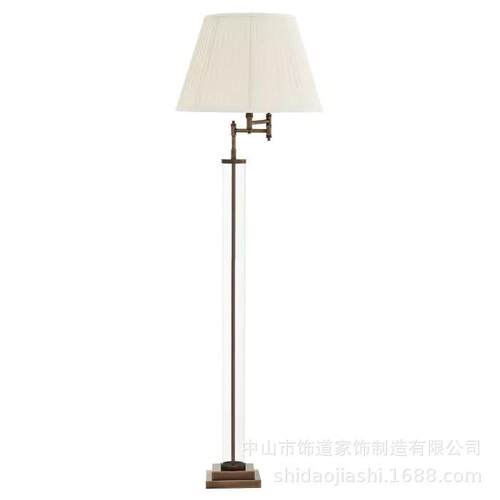 卧室床头柜客厅沙发现代简约落地灯百褶布罩书房全铜中砂灯具
