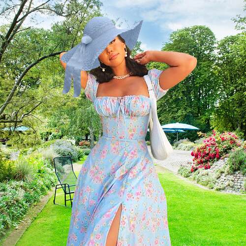 Plus Size Women's Summer Vacation Ditsy Floral Dress Casual