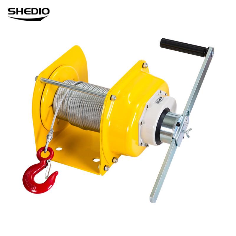晟雕重型手摇绞盘1t2t3t手动卷扬机自锁式手动绞车钢丝绳手动葫芦