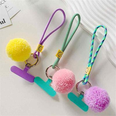 Cute Hairball Braided Phone Lanyard Straps Hanging Chain Rin