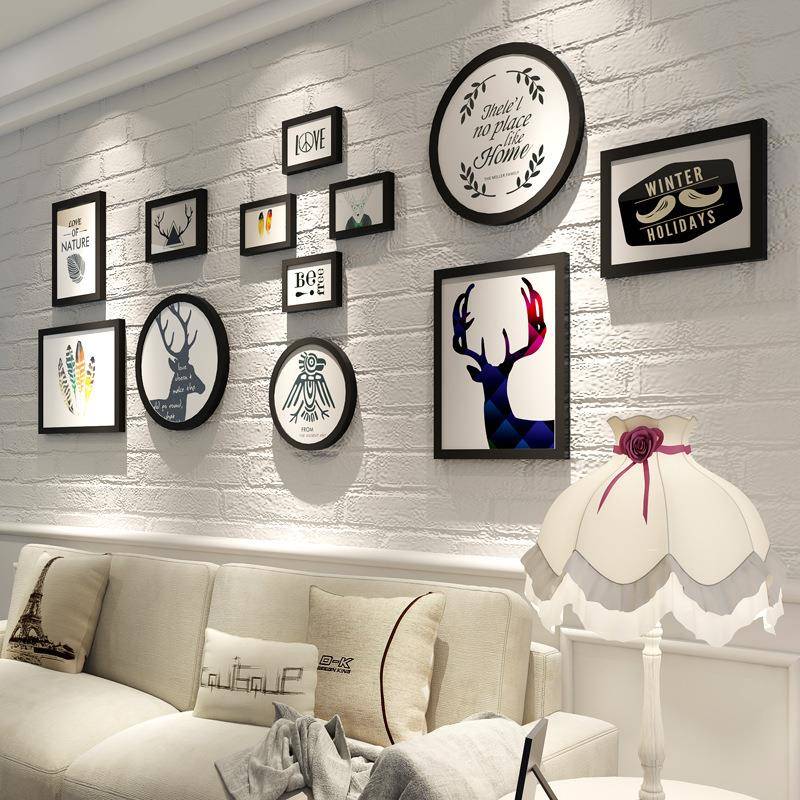 北欧简约客厅沙发装饰画实木有框挂画书房卧室壁饰画框背景墙
