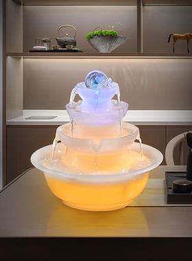 八方来财风水轮流水摆件循环水办公室前台客厅桌面招财风水球装饰