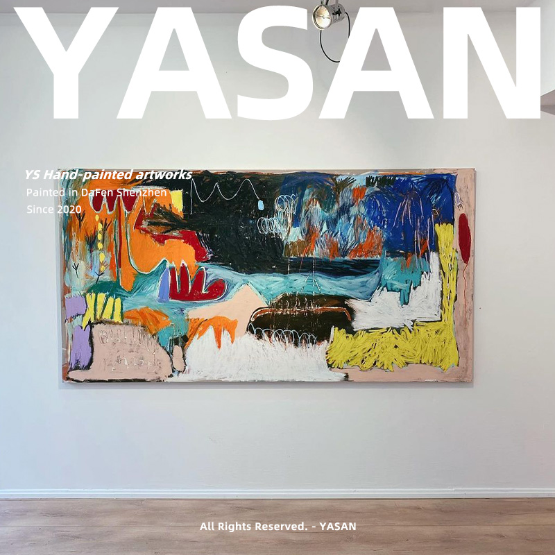 YASAN 后现代彩色手绘油画大幅横版抽象客厅装饰画沙发背景墙挂画