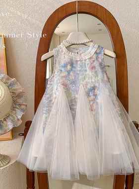 NEXT GJLG 女童公主裙夏款无袖连衣裙新款儿童蕾丝裙宝宝礼服纱裙