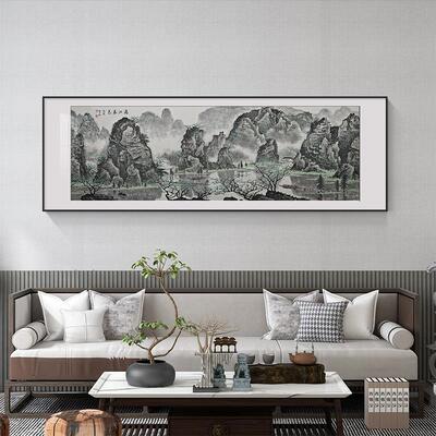 水国山水江春画色新中式客国画山水厅装漓饰画沙发背景墙挂画办公
